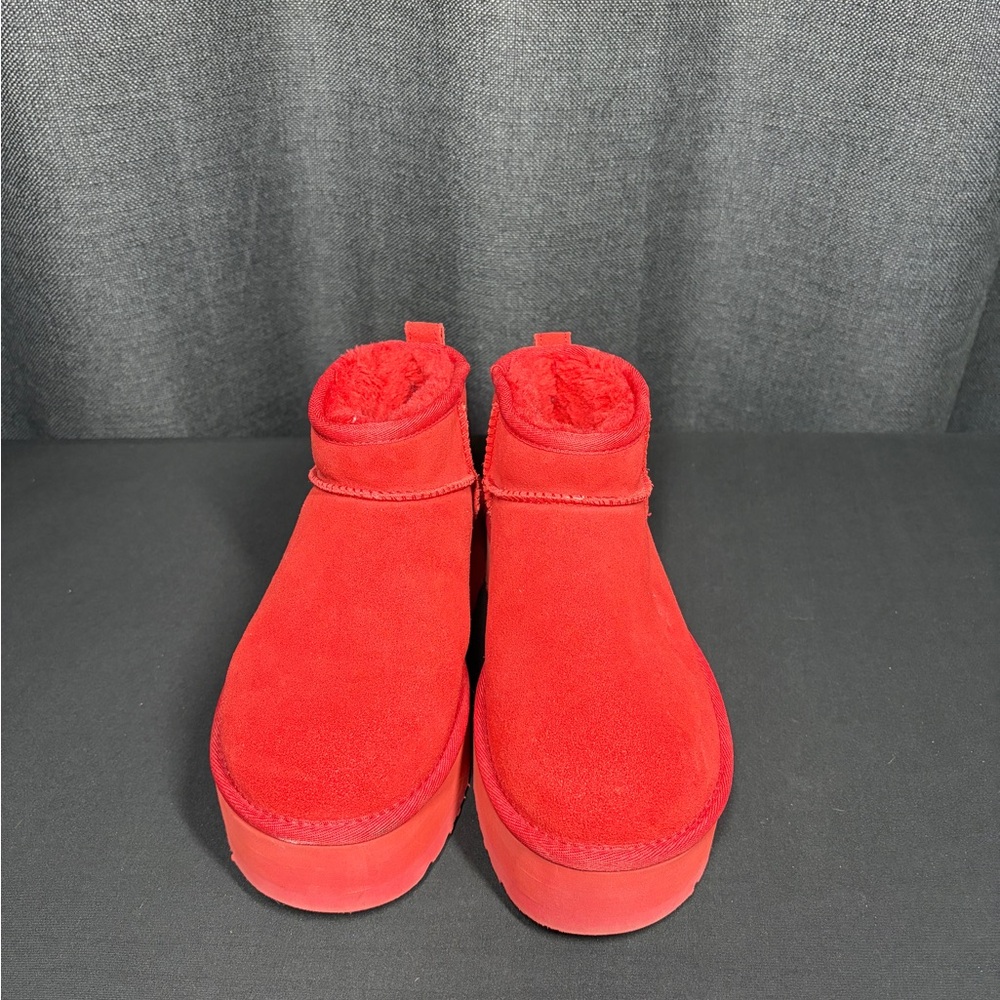 UGG Vibrant Red Platform Ankle Boots